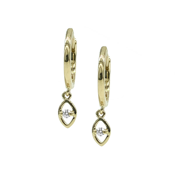 Gold Evil Eye Drop Huggie Earring - Designer Earrings - The EarStylist