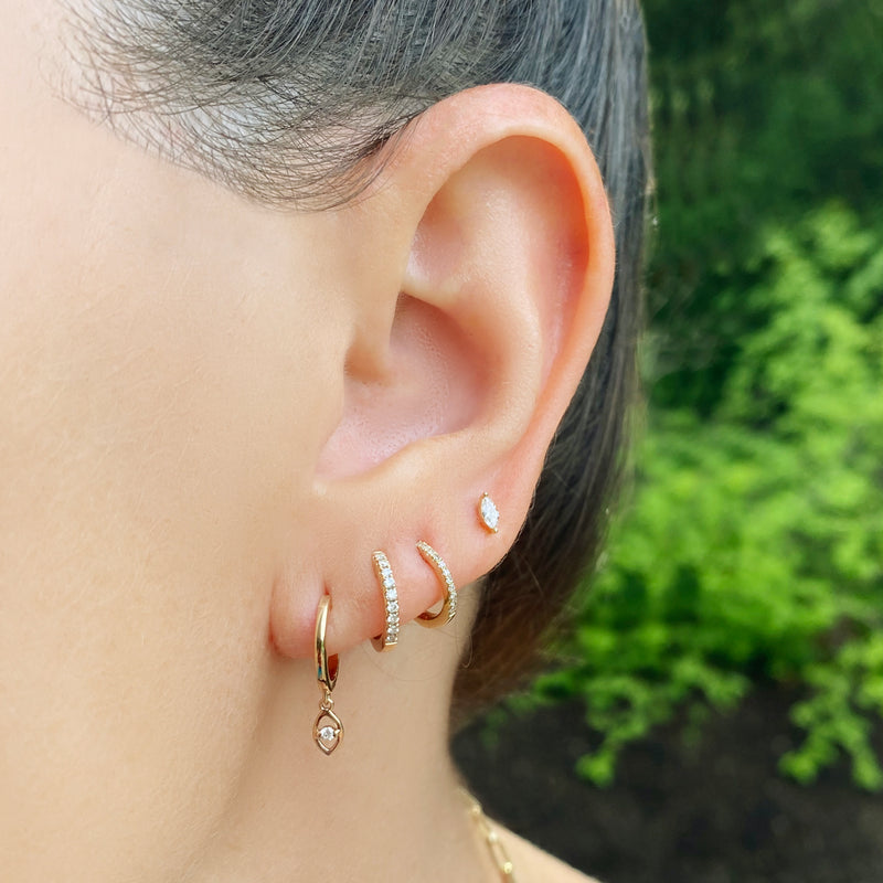 Gold Evil Eye Drop Huggie Earring - Designer Earrings - The EarStylist