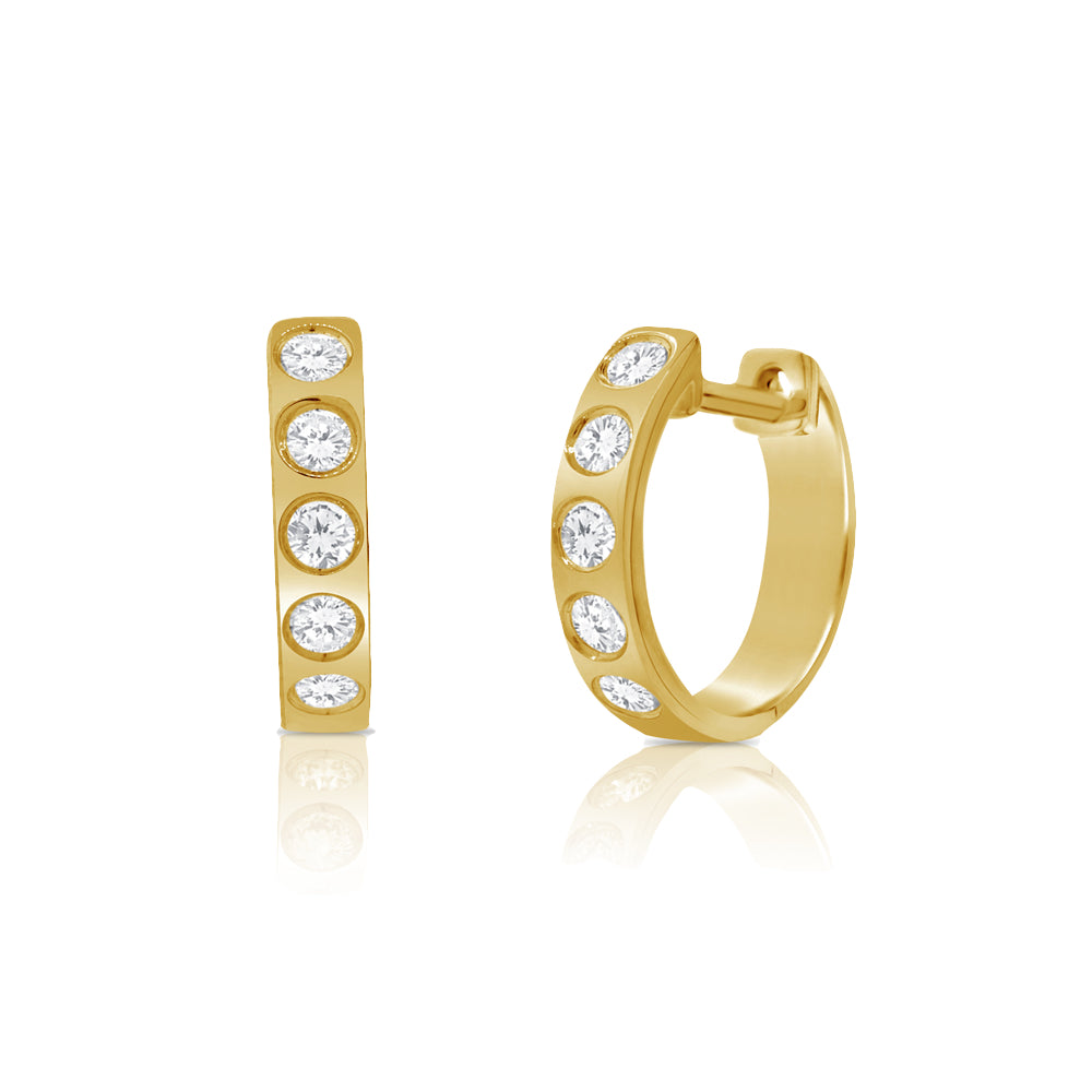 Flush Set Diamond Hoop Earrings - Designer Earrings - The Ear Stylist