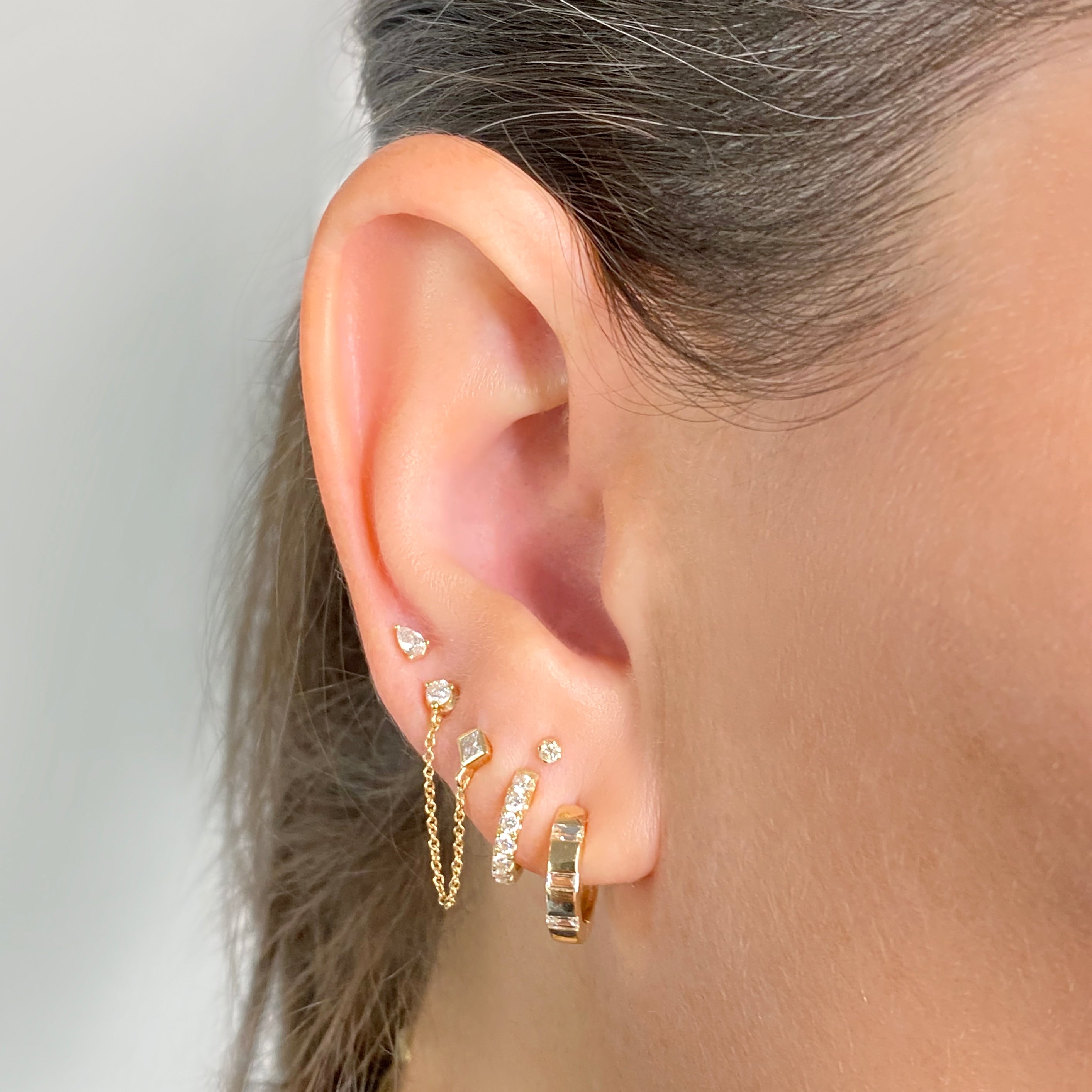 Flush Set Baguette Diamond Hoops - Designer Earrings - The Ear Stylist