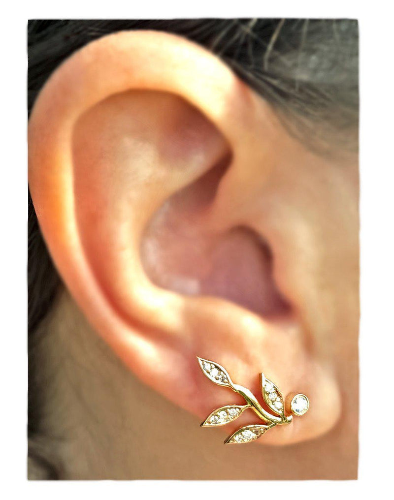Four Leaf Gold and Diamond Earring - The Ear Stylist by Jo Nayor