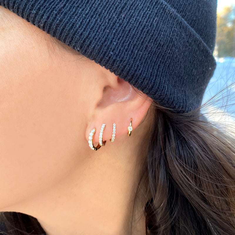 8 Diamond Huggy Earrings - Designer Earring - EarStylist by Jo Nayor