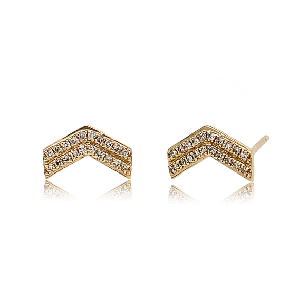 Gold & Diamond Single Chevron Stud Earring - The Ear Stylist by Jo Nayor