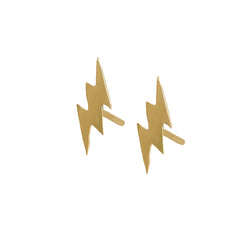Solid Gold Double Lightning Bolt Stud Earring - The Ear Stylist by Jo Nayor