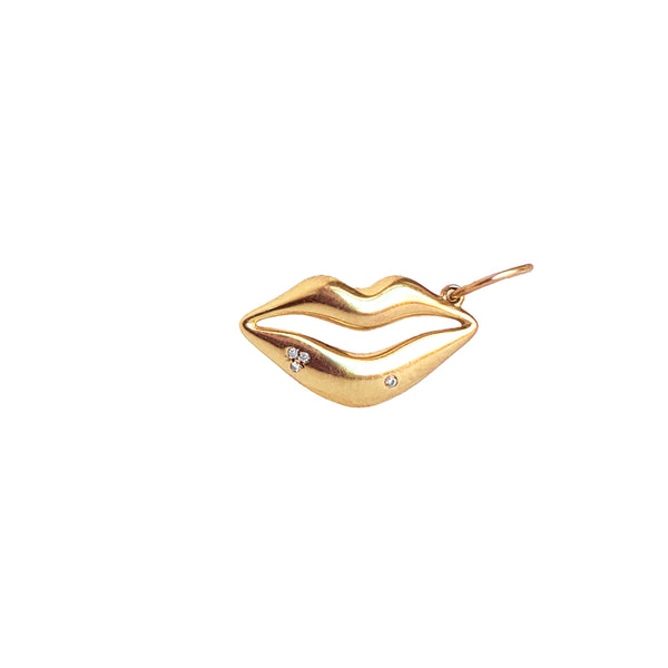 14K Gold & Diamond Lips Charm - Designer Earrings - The EarStylist by Jo Nayor 