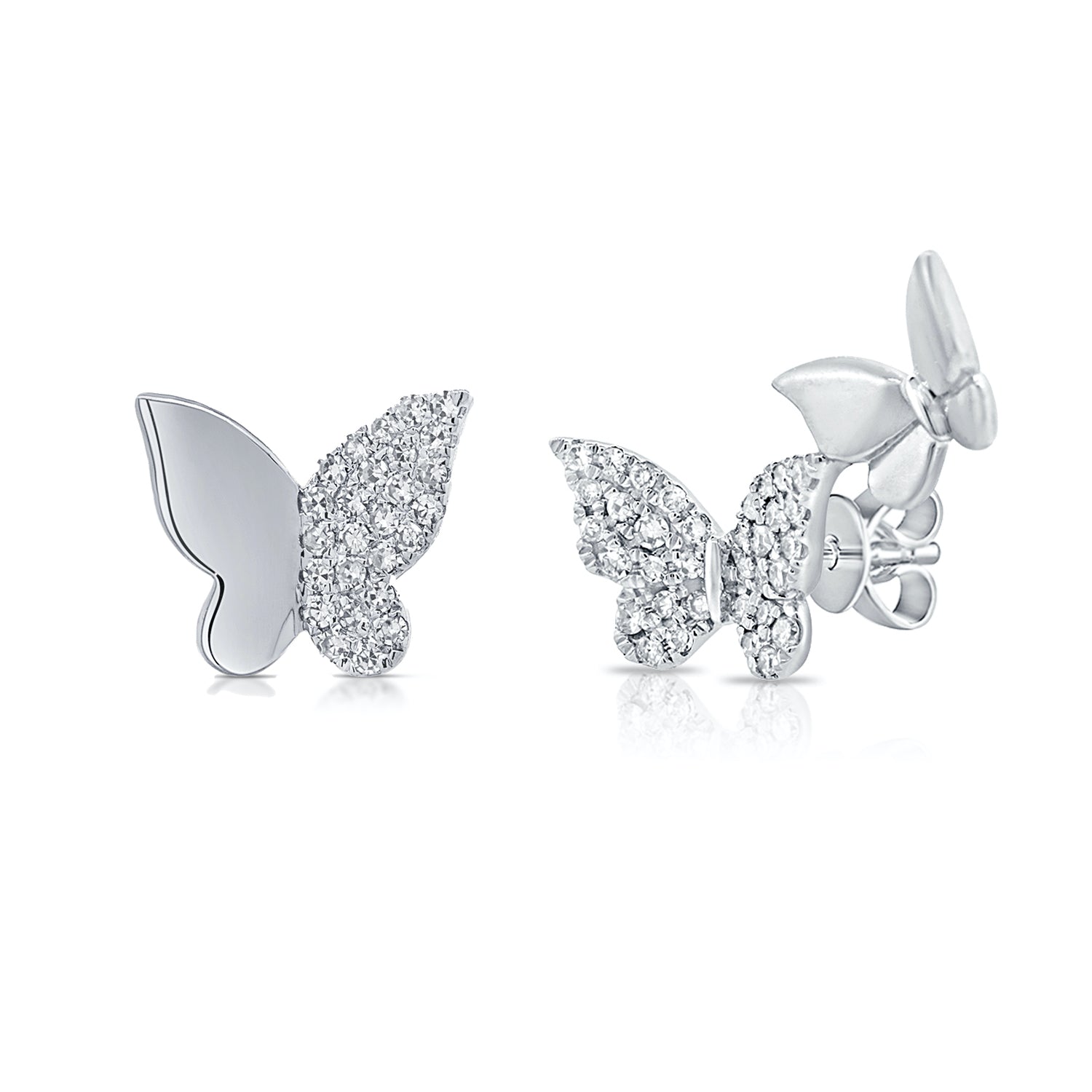 14K Gold & Pave Butterfly Set - Designer Earrings - The Ear Stylist