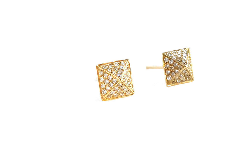 Large Gold & Diamond Pyramid Earring - The Ear Stylist by Jo Nayor