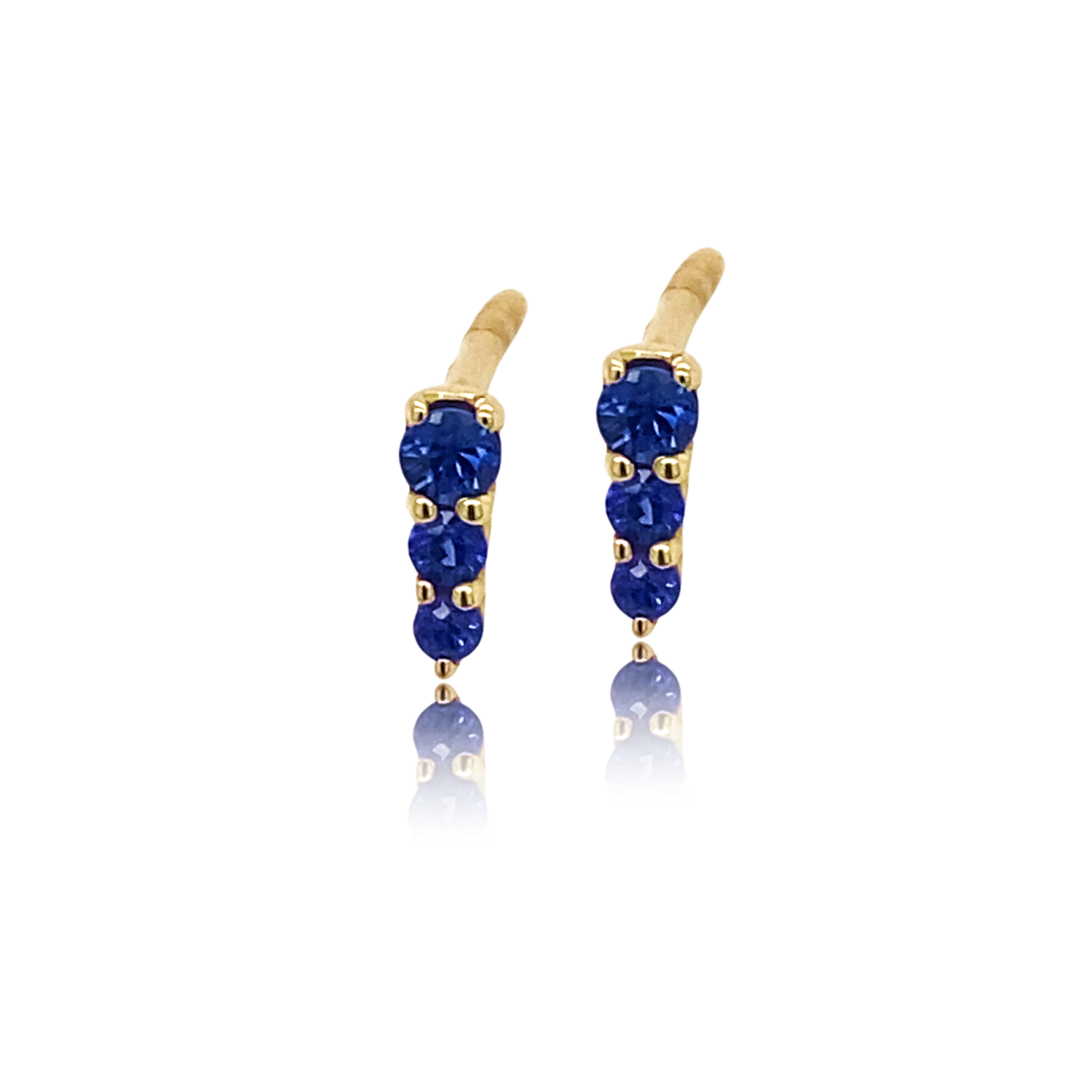 Blue Sapphire Graduated Studs - Designer Earrings - The Ear Stylist