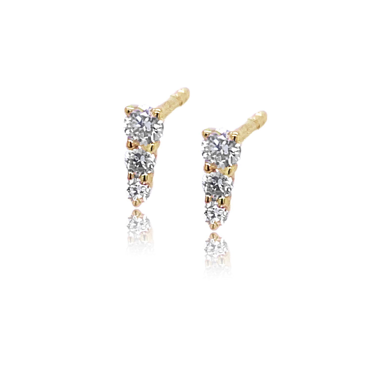 Diamond Graduated Studs - Designer Earrings - Ear Stylist by Jo Nayor