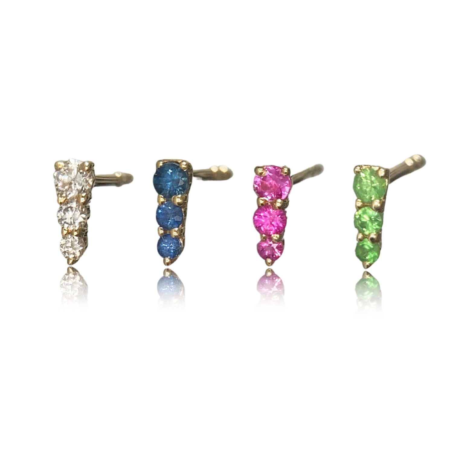 Pink Sapphire Graduated Stud Earring