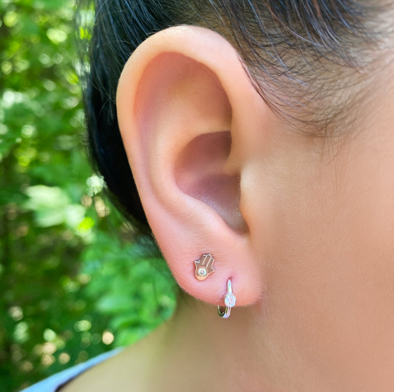 Solitaire Diamond Huggie Earrings - Designer Earrings - The EarStylist by Jo Nayor 