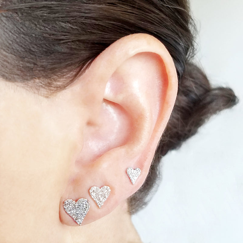 Medium Diamond Pave Heart - The Ear Stylist by Jo Nayor