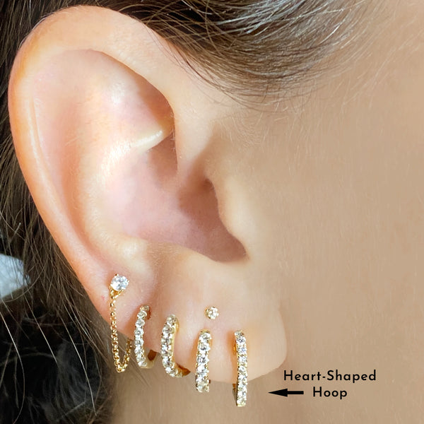Diamond Heart-Shaped Hoops - Designer Earring - EarStylist by Jo Nayor