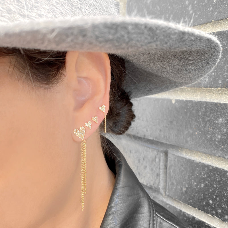 Cascading Diamond Heart Studs - Designer Earrings - The Ear Stylist