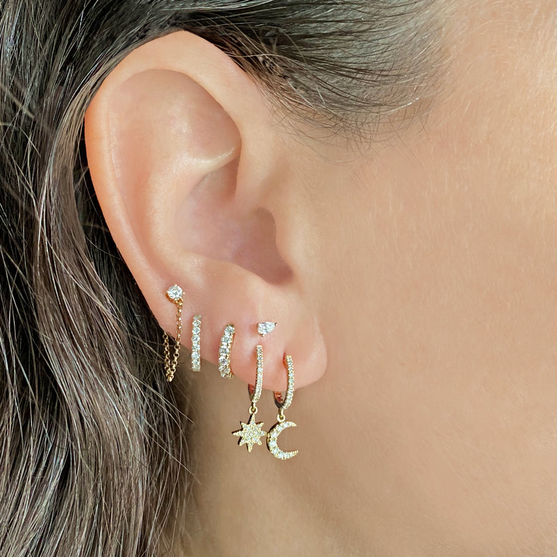 Sunburst and Moon Huggie Duo - Designer Earrings - The EarStylist