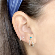 Diamond & Turquoise Duo Studs - Earrings - The EarStylist by Jo Nayor