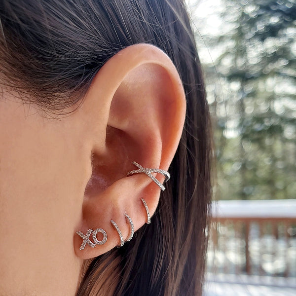 Diamond Mini Hoop Earrings - The Ear Stylist by Jo Nayor