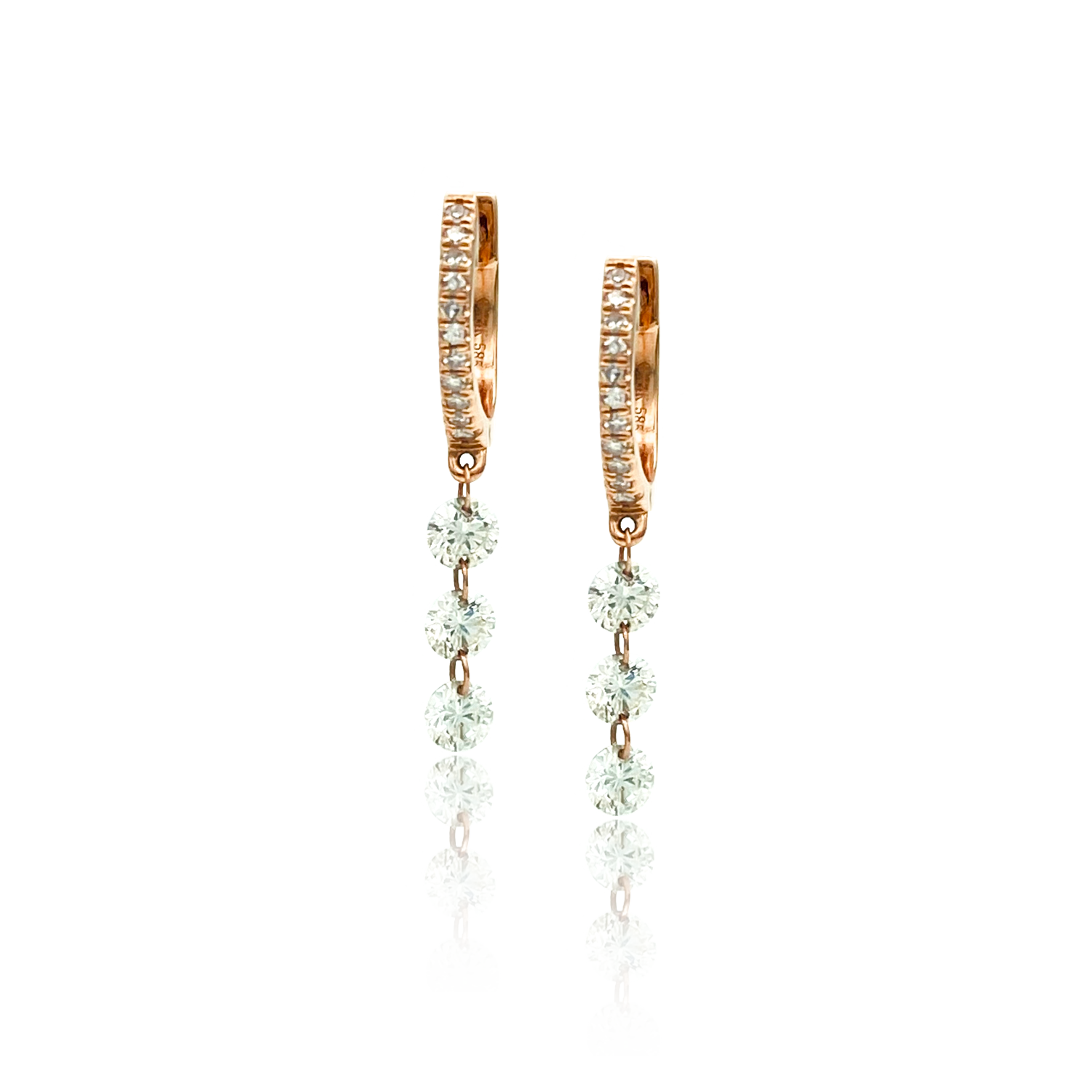 Illusion Drop Diamond Mini Hoops- Earrings - Ear Stylist by Jo Nayor