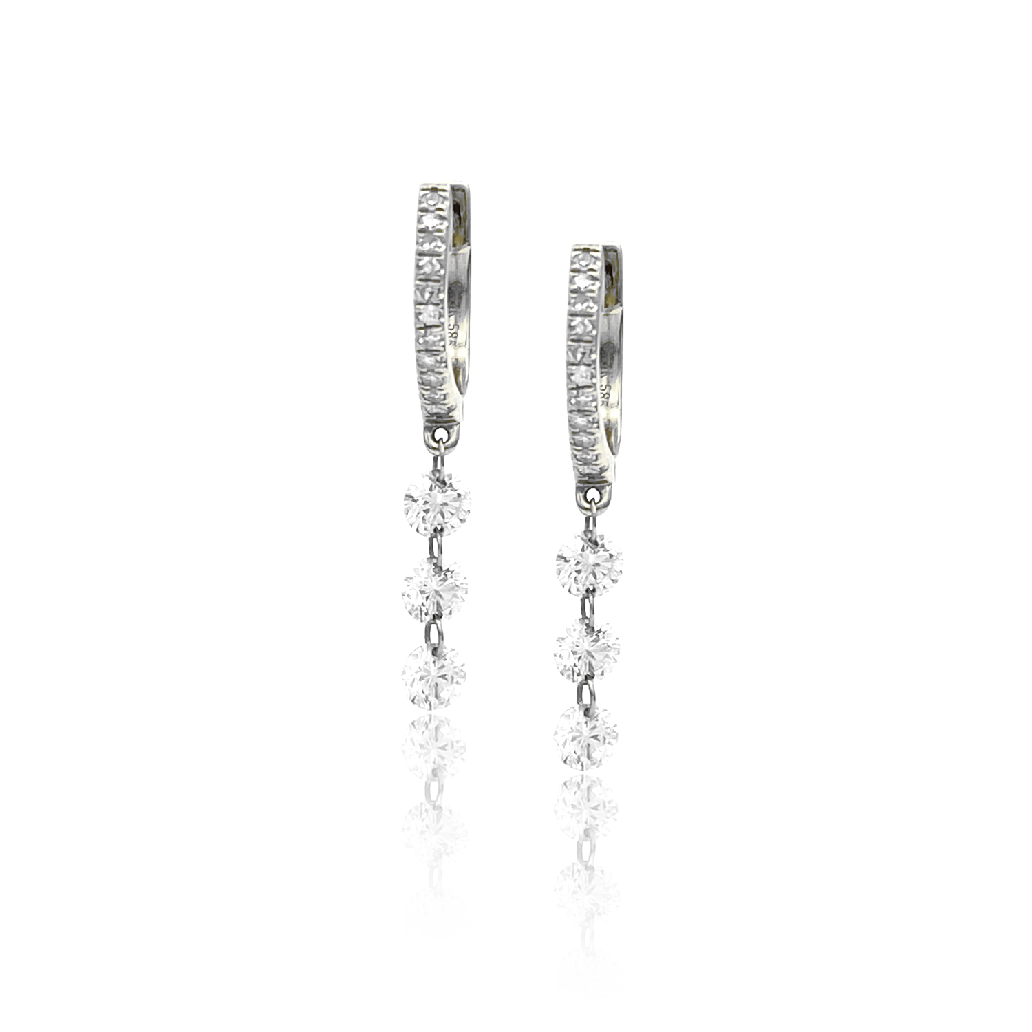 Illusion Drop Diamond Mini Hoops- Earrings - Ear Stylist by Jo Nayor
