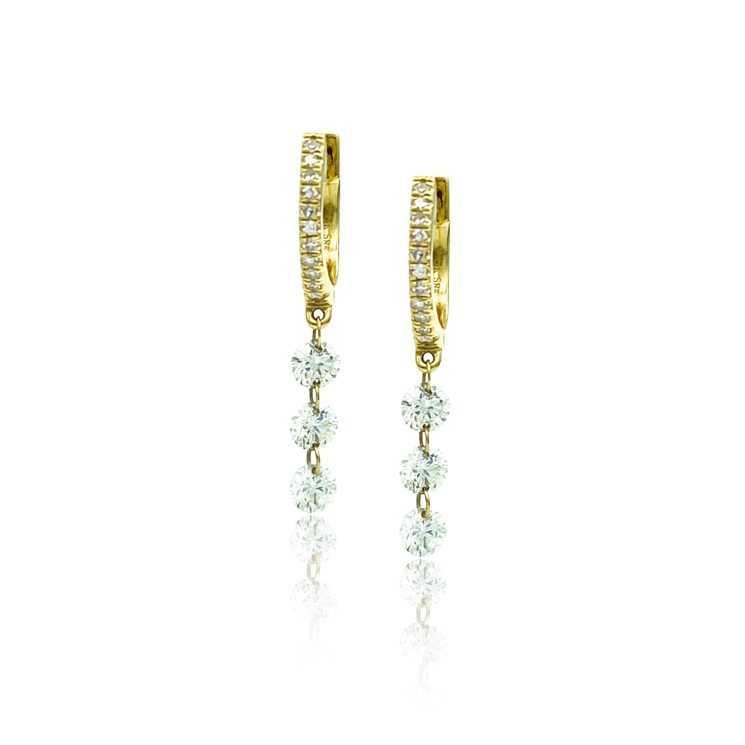 Illusion Drop Diamond Mini Hoops- Earrings - Ear Stylist by Jo Nayor