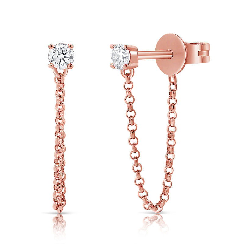 Tethered Single Prong Set Diamond Earring - Earrings - The Ear Stylist