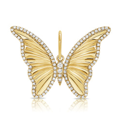 14K Gold & Diamond Butterfly Charm - Designer Necklace - Jo Nayor