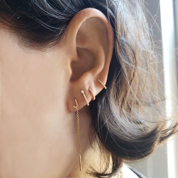 Diamond J Hook Earrings - Designer Earrings - The EarStylist by Jo Nayor 