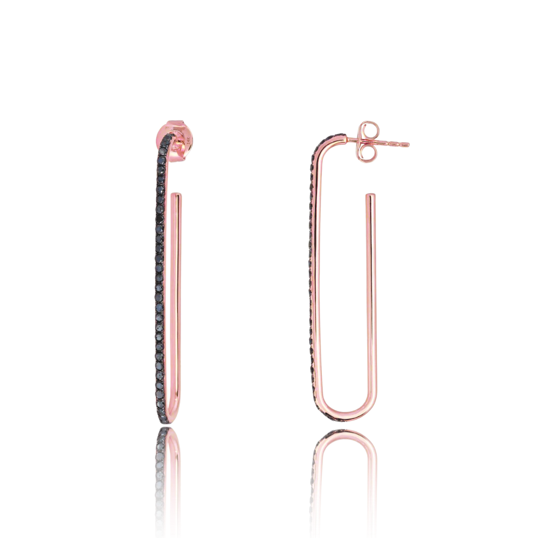 Jumbo Black Diamond U Hoops - Gold Earrings - Ear Stylist by Jo Nayor