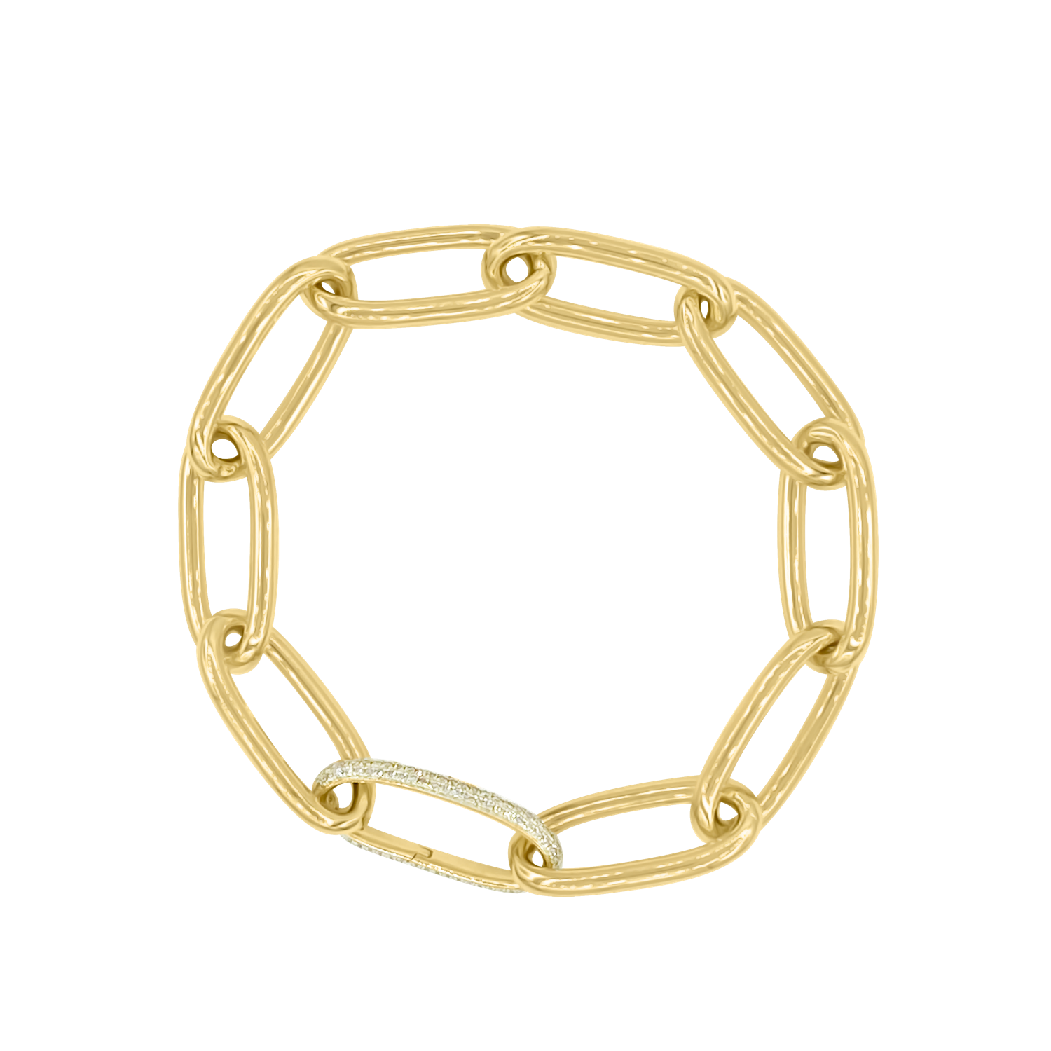Jumbo Oval Link Bracelet w/Diamond Clasp - Gold Bracelets - Jo Nayor