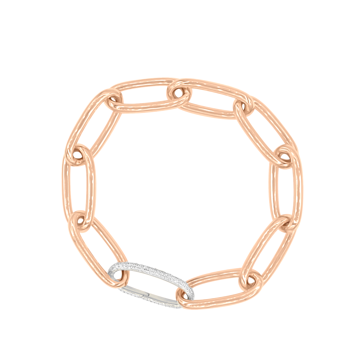 Jumbo Oval Link Bracelet w/Diamond Clasp - Gold Bracelets - Jo Nayor
