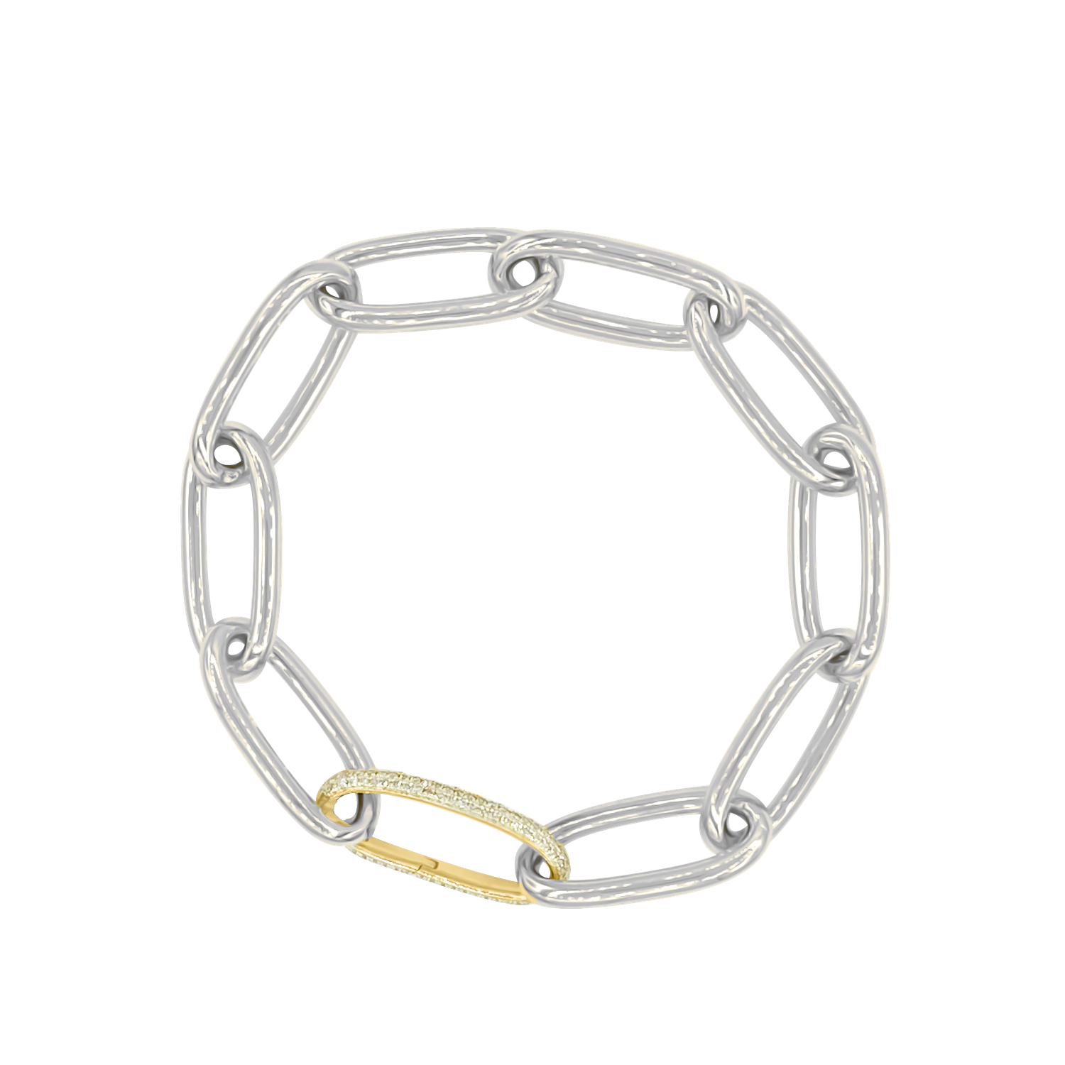 Jumbo Oval Link Bracelet w/Diamond Clasp - Gold Bracelets - Jo Nayor