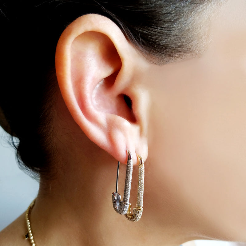 Jumbo Diamond Safety Pin Earring - The Ear Stylist by Jo Nayor