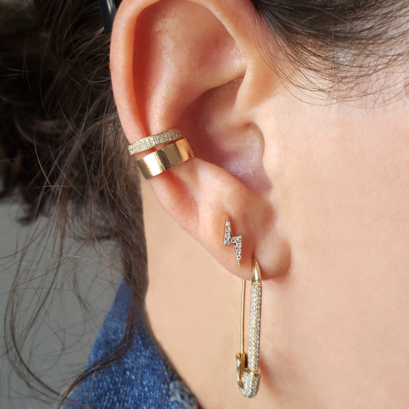 Full Double Row Diamond & Gold Ear Cuff - The Ear Stylist by Jo Nayor