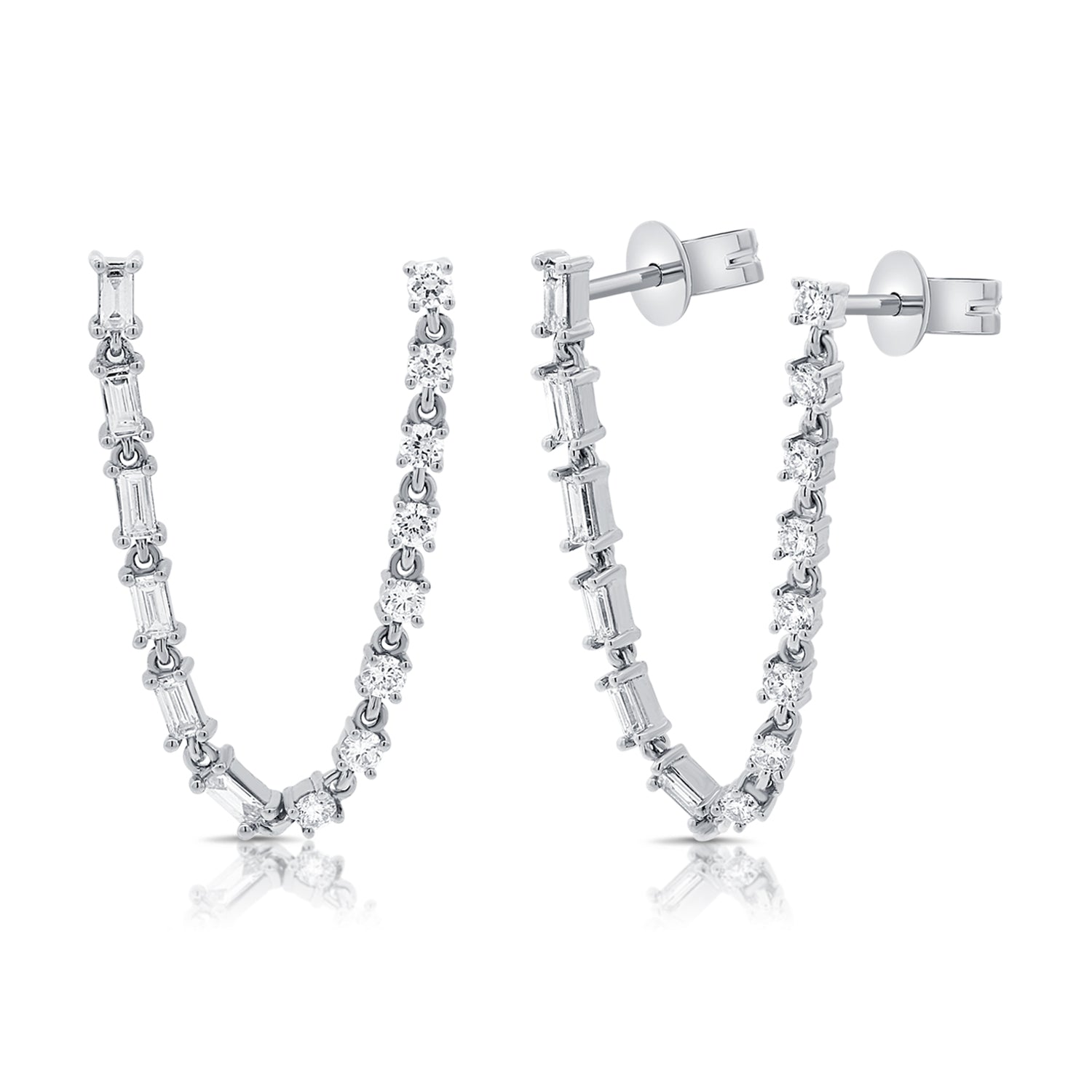 Baguette & Round Draped Studs - Earrings - Ear Stylist by Jo Nayor