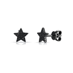 Large Black Pave Diamond Star Stud Earring - Designer Earrings - The EarStylist by Jo Nayor 