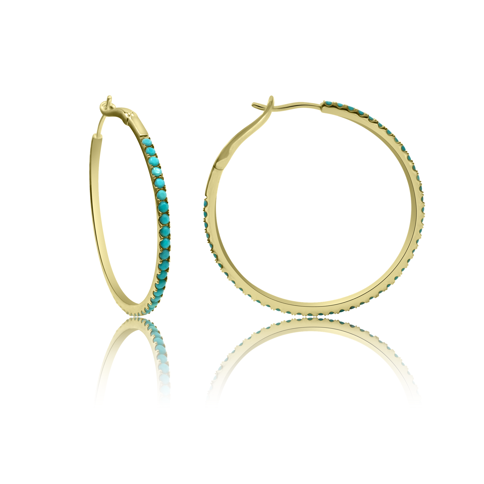 Classic 38MM Turquoise Eternity Hoop Earrings - The Ear Stylist