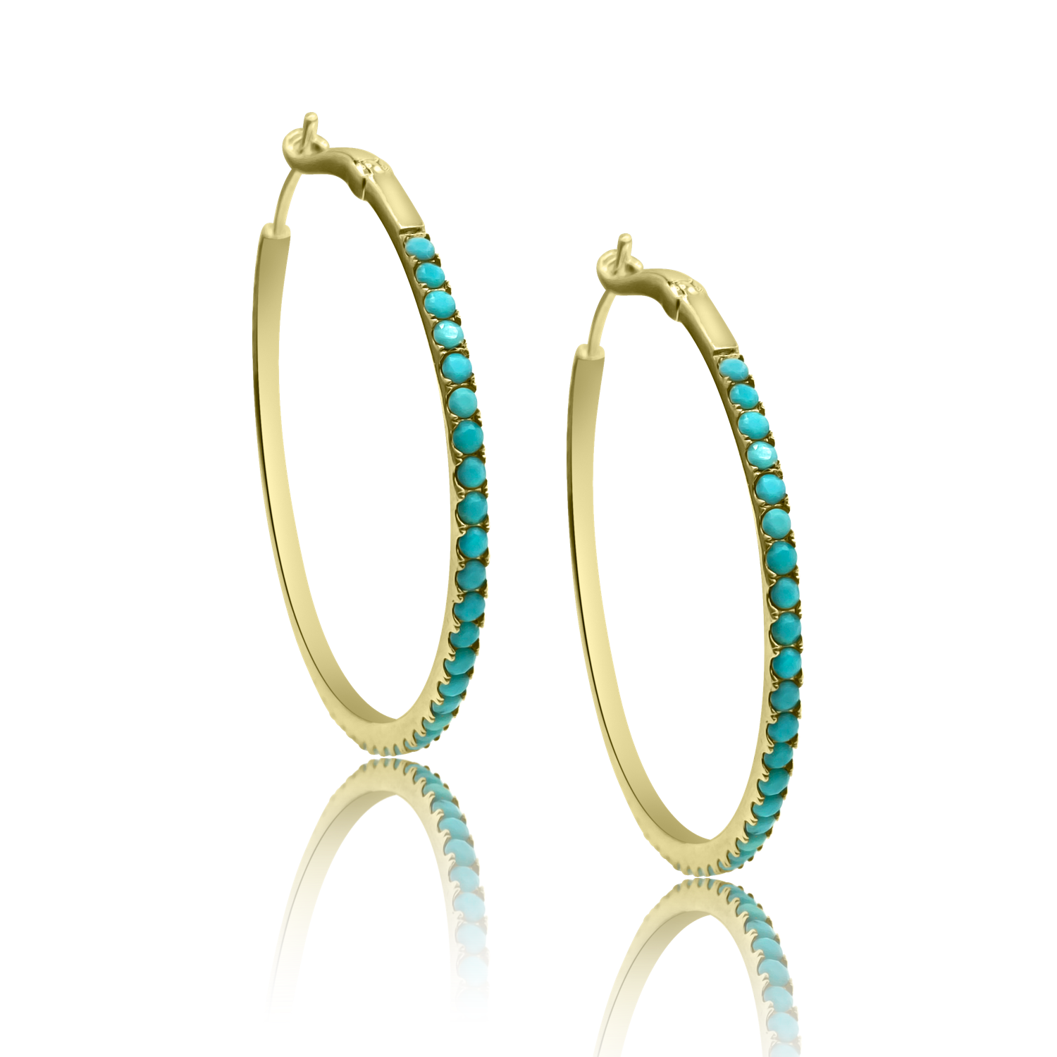 Classic 38MM Turquoise Eternity Hoop Earrings - The Ear Stylist