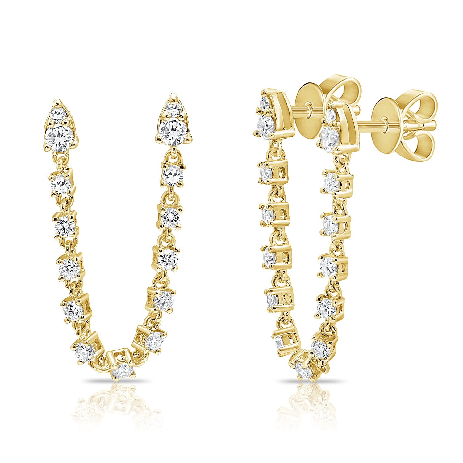 Diamond Draped Studs - Designer Earrings - Ear Stylist by Jo Nayor