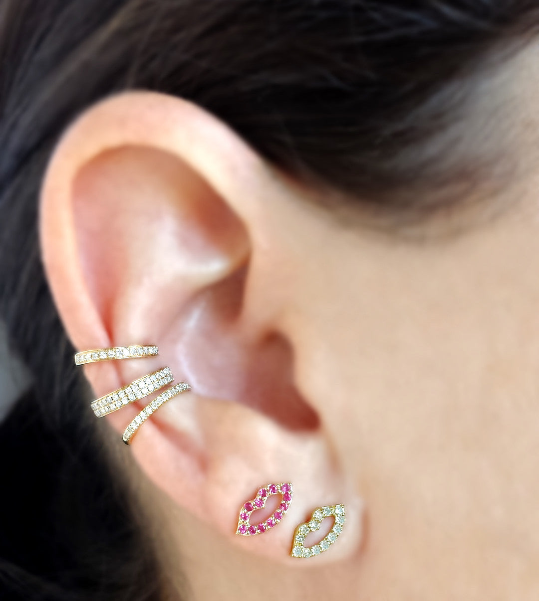 Diamond Open Lips Post Earring - The Ear Stylist by Jo Nayor