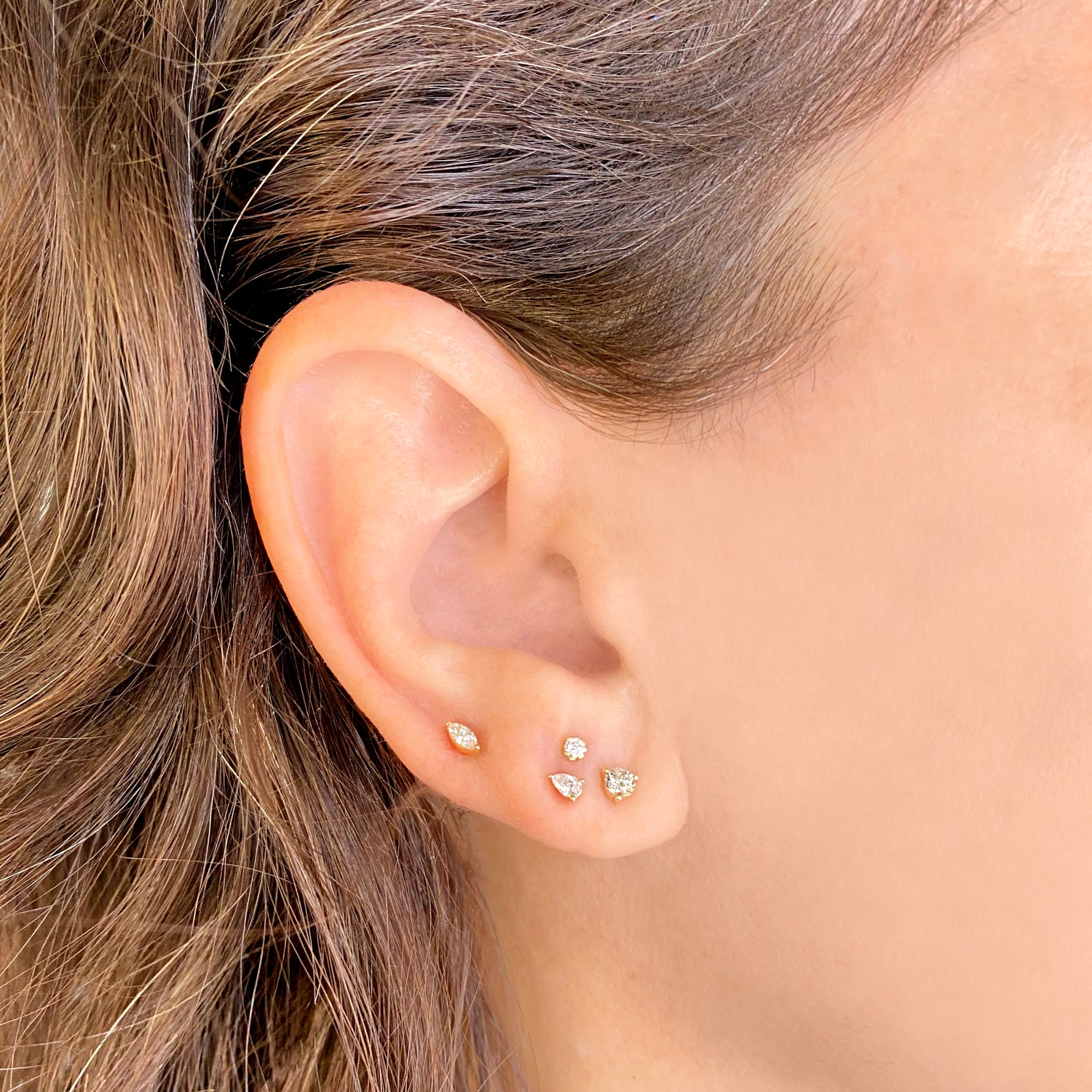 Three Prong Diamond Stud Earring - Earrings - Ear Stylist by Jo Nayor