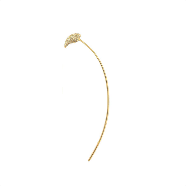 Long Horn Gold and Diamond Wire Hoop Earrings - The Ear Stylist by Jo Nayor