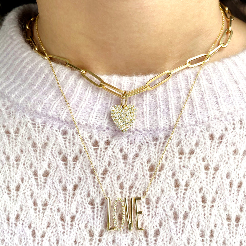 Full Cut Diamond Heart Charm - Designer Necklaces - Jo Nayor Designs