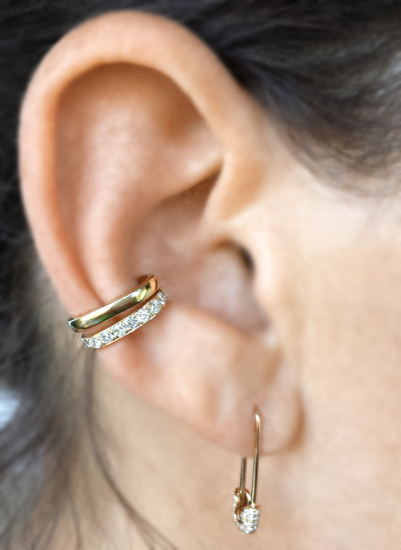 Diamond Safety Pin Earring - The Ear Stylist by Jo Nayor