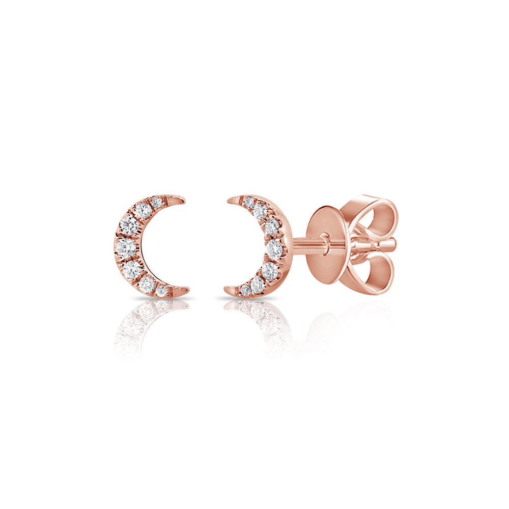 Gold & Diamond Mini Moon Earring - The Ear Stylist by Jo Nayor