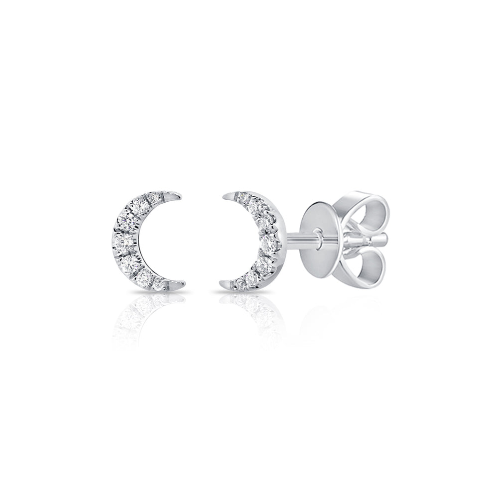 Gold & Diamond Mini Moon Earring - The Ear Stylist by Jo Nayor