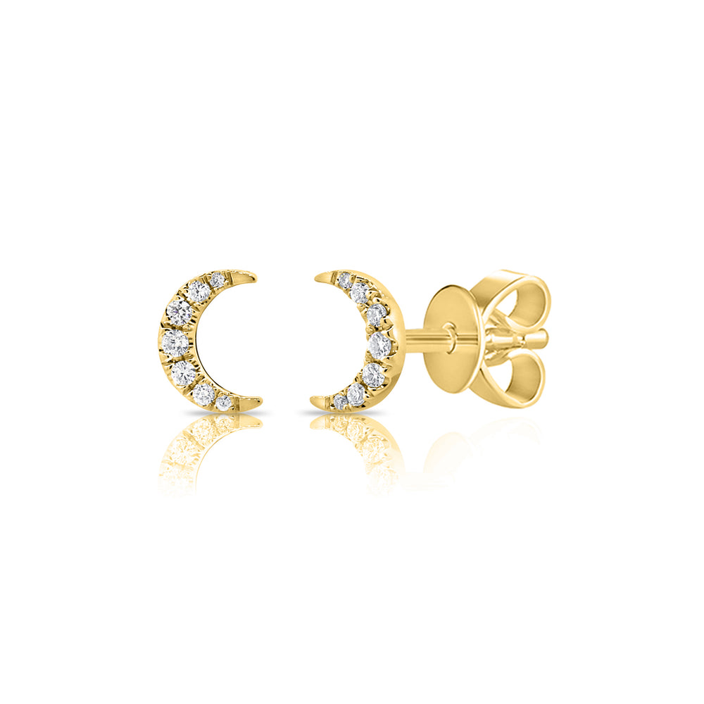 Gold & Diamond Mini Moon Earring - The Ear Stylist by Jo Nayor