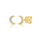 Gold & Diamond Mini Moon Earring - The Ear Stylist by Jo Nayor