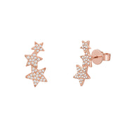 Diamond Star Trio Earring- Designer Earrings - EarStylist by Jo Nayor