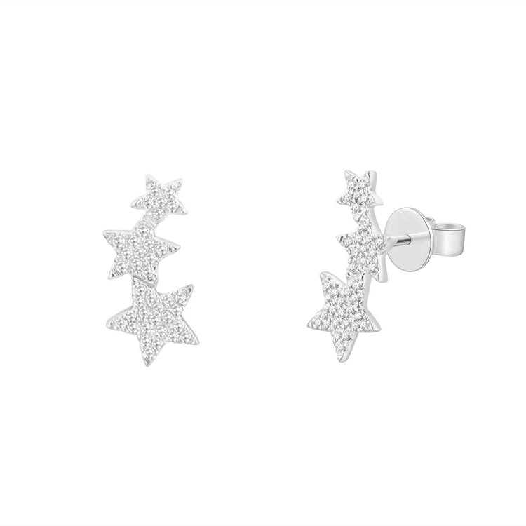 Diamond Star Trio Earring- Designer Earrings - EarStylist by Jo Nayor