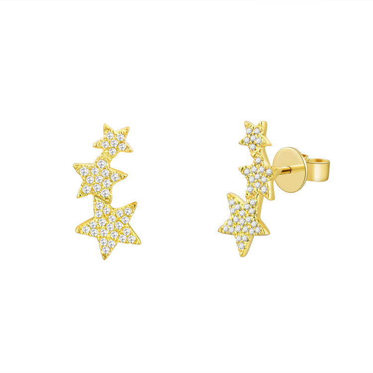 Diamond Star Trio Earring- Designer Earrings - EarStylist by Jo Nayor